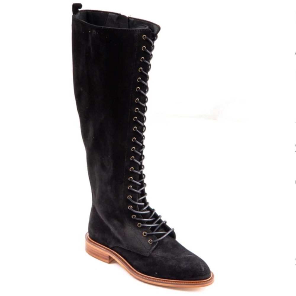 NIB Anthropologie Suede Lace-Up Knee-High Boots